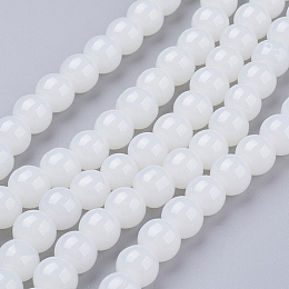 Arricraft Imitation Jade Glass Beads Strands, Spray Painted, Round, WhiteSmoke, 10mm, Hole: 1.3~1.6mm, about 80pcs/strand, 31.4 inches