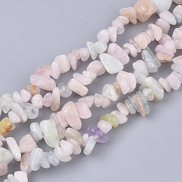 Honeyhandy Natural Morganite Beads Strands, Chip, 5~15x5~10x2~7mm, Hole: 1mm, about  245~270pcs/Strand, 33.07~33.85 inch(84~86cm)