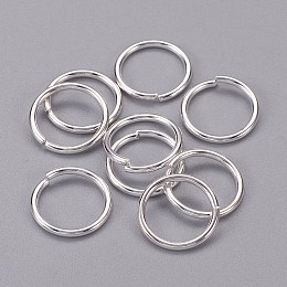 Honeyhandy Jewelry Findings, Brass Jump Rings, Cadmium Free & Lead Free, Open Jump Rings, Silver Color Plated, 1.2x12mm, about 9.6mm inner diameter