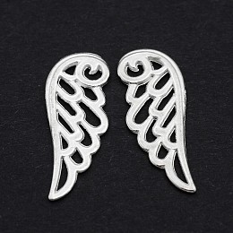 Honeyhandy Tibetan Style Alloy Pendants, Wing, Silver Color Plated, Lead Free & Cadmium Free, 24x9.5x1.5mm, Hole: 1.5mm