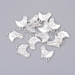 Honeyhandy Tibetan Style Alloy Pendants, Horse Head, Silver Color Plated, Lead Free and Cadmium Free, 21x18.5mm, Hole: 2.5mm
