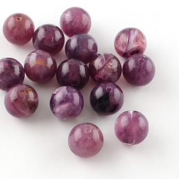 Acrylic Imitation Gemstone Beads, Round, Dark Orchid, 10mm, Hole: 2mm