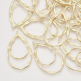 Honeyhandy Alloy  2-Loop Link Pendants, Teardrop, Light Gold, 47.5x28.5x1.5mm, Hole: 1.4mm