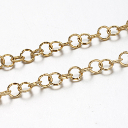 Honeyhandy 3.28 Feet Ion Plating(IP) 304 Stainless Steel Rolo Chains, Belcher Chain, Unwelded, Golden, 5x0.8mm