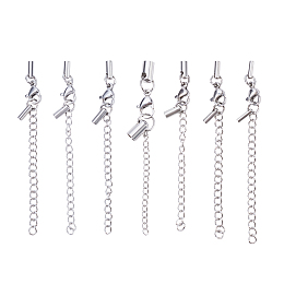 Unicraftale 304 Stainless Steel Curb Chain Extender, with Cord Ends and Lobster Claw Clasps, Stainless Steel Color, 25~42.5mm; 14sets/box