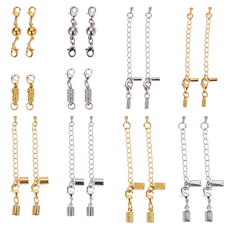 SUNNYCLUE DIY Jewelry Findings, with Brass Ends with Extender Chain, Brass Magnetic Clasps, Platinum & Golden, 17x6mm