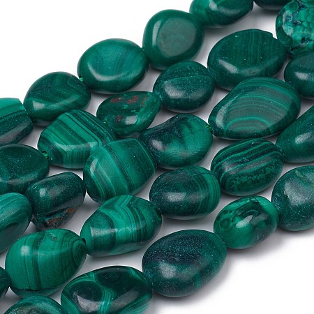ARRICRAFT Natural Malachite Beads Strands, Nuggets, Tumbled Stone, 8~12x7~10x5.5~8mm, Hole: 0.5mm, about 43pcs/strand, 15.55 inches(39.5cm)