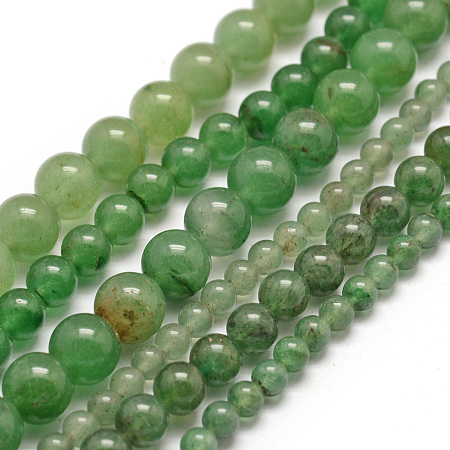 ARRICRAFT Natural Green Aventurine Beads Strands, Round, 6mm, Hole: 1mm, about 68pcs/strand, 15.75 inches(40cm)