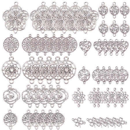SUNNYCLUE Tibetan Style Alloy Links, Mixed Shapes, Antique Silver, 74x72x17mm