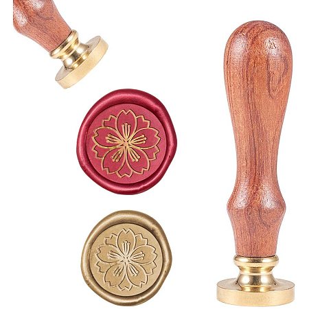 CRASPIRE Wax Seal Stamp, Vintage Wax Sealing Stamps Cherry Blossom Retro Wood Stamp Removable Brass Head 25mm for Wedding Envelopes Invitations Embellishment Bottle Decoration Gift Packing