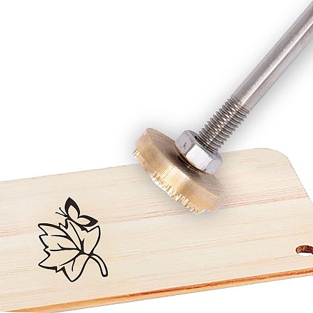 OLYCRAFT Wood Branding Iron BBQ Heat Stamp with Brass Head and Wood Handle for Wood, Leather and Most Plastics - Leaf & Butterfly