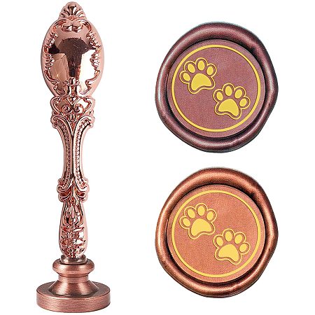 CRASPIRE Wax Seal Stamp Sealing Wax Stamps Dog Paw Prints Retro Alloy Stamp Wax Seal 25mm Removable Brass Seal Rose Alloy Handle for Envelopes Invitations Wedding Embellishment Bottle Decoration