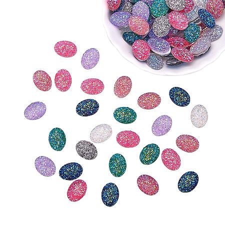 PH PandaHall 105pcs 7 Colors Faux Druzy Resin Cabochons Iridescent Cameo Sparkly Glitter Cabochons for DIY Earring Bracelet Necklace Jewelry Making (13x17.5mm, Oval)