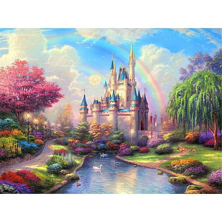 Honeyhandy DIY Scenery 5D Full Drill Diamond Painting Kits, including Resin Rhinestones, Diamond Sticky Pen, Tray Plate and Glue Clay, Castle Pattern, 300x400mm