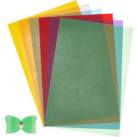 Arricraft 6 Sheets 6 Colors Vinyl Leather Fabric Sheets, Jelly Transparent Vinyl Fabric Sparkle Glossy Plastic Vinyl Fabric for Crafts DIY Making Decorative Supplies