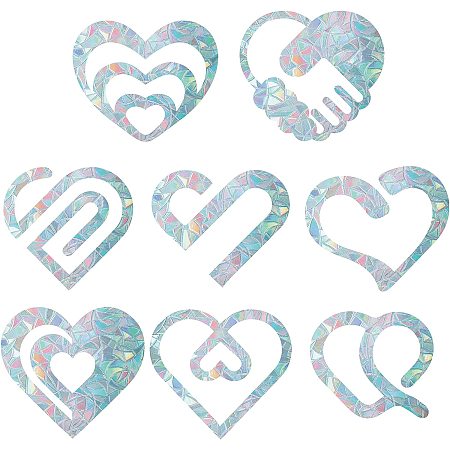 GORGECRAFT 3.8-4.5''Large Heart Window Clings Anti Collision Rainbow Window Glass Alert Stickers for Birds Strike Decals Non Adhesive Prismatic Vinyl Film for Sliding Doors Windows Glass