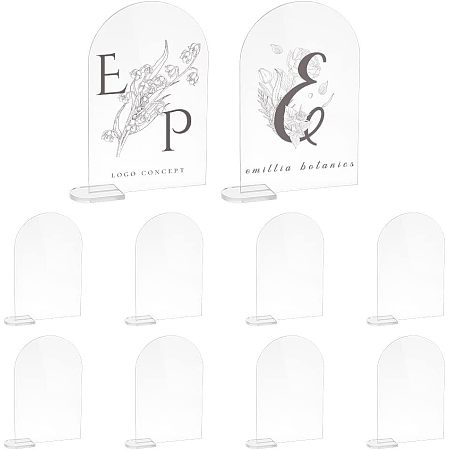 AHANDMAKER Acrylic Table Sign Holders, Blank Place Number Signs, for Wedding, Restaurant, Birthday Party Decorations, Arch, Clear, 29.5x115x150mm