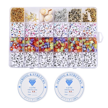Honeyhandy DIY Bracelet Jewelry Making Kits, Including Acrylic Beads, CCB Plastic Beads, Natural Cowrie Shell Beads, Metal Findings, Mixed Color, Beads: 3600pcs