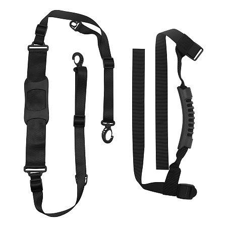 SUPERFINDINGS 2Pcs 2 Style Nylon Skateboard Shoulder Straps, with Plastic Clasps, Black, 1pc/style