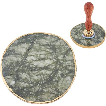 CRASPIRE Marble Pattern Coasters Round Absorbent Ceramic Coasters Ceramic Stone Design for Wax Seal Cooling Tool Tabletop Protection-Dark Sea Green