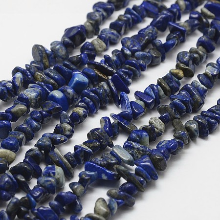 Honeyhandy Natural Lapis Lazuli Beads Strands, Chip, Blue, 3~5x7~13x2~4mm, Hole: 0.4mm, 32 inch