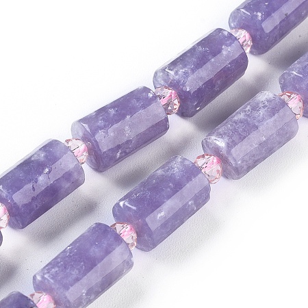 Honeyhandy Natural Lepidolite/Purple Mica Stone Beads Strands, Column, 11.8~12x7.5~8mm, Hole: 0.8mm, about 26pcs/strand, 15.5 inch(39.6cm)
