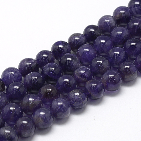Honeyhandy Natural Amethyst Beads Strands, Grade A, Round, 10mm, Hole: 1mm, about 40pcs/strand, 15.7 inch