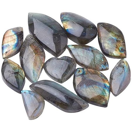 CHGCRAFT 10Pcs Natural Labradorite Pendants Gemstone Pendants Mixed Shape Jewelry DIY Accessories for Necklaces Jewelry Making, Natural Color