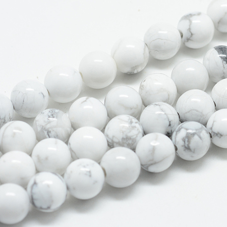 Natural Howlite Beads Strands, Round, 6mm, Hole: 1mm, about 63pcs/strand, 15.55