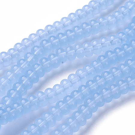 Opaque Solid Color Glass Beads Strands, Rondelle, Alice Blue, 8x3~5mm, Hole: 1.5mm, about 88~90pcs/strand, 15.7 inches(40cm)