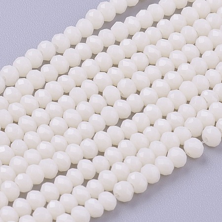 Honeyhandy Imitation Jade Glass Beads Strands, Faceted, Rondelle, Beige, 3x2~2.5mm, Hole: 0.5mm, about 186~190pcs/strand, 17 inch
