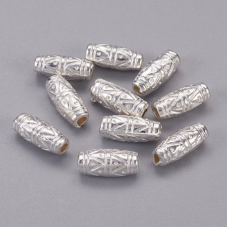 NBEADS 200 Pcs Tibetan Silver Beads, Lead Free and Cadmium Free, 11mm long, 5mm wide, hole: 2mm