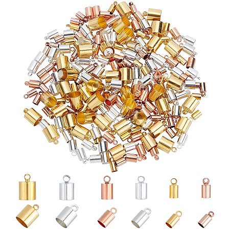 Arricraft 240 Pcs 6 Styles Brass Cord Ends Cap, Multi-Size Wire End Cap, Leather Cord Ends for Leather Art DIY Jewelry Making