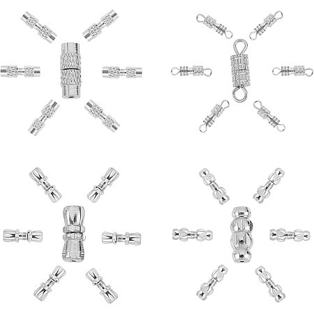 SUNNYCLUE 80 Sets 4 Styles Brass Screw Twist Clasps Screw Type Clasp Screw Connectors Cord End Caps for DIY Necklace Bracelet Jewelry Making