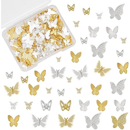 OLYCRAFT 144pcs Butterfly Resin Fillers Resin Charms Alloy Epoxy Resin Supplies Butterfly Resin Accessories Resin Filling Charms for Resin Jewelry Making - Golden & Silver