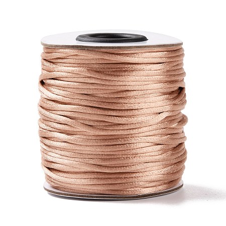 Honeyhandy Nylon Cord, Satin Rattail Cord, for Beading Jewelry Making, Chinese Knotting, BurlyWood, 2mm, about 50yards/roll(150 feet/roll)