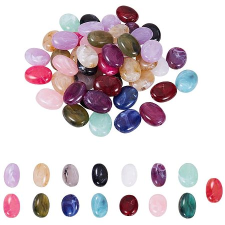 Arricraft 150pcs 15 Colors Oval Imitation Gemstone Spacer Beads Acrylic Beads Loose Beads for Necklace Earrings Bracelet Pendant Jewelry Making