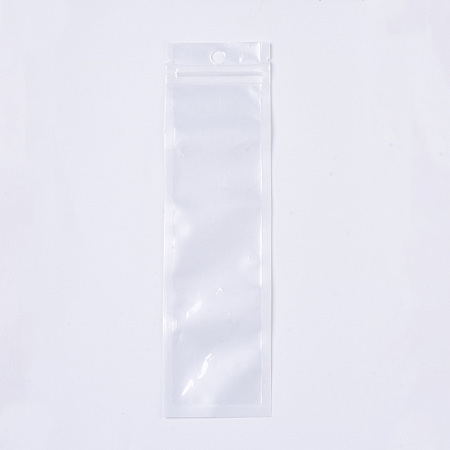Honeyhandy Pearl Film Plastic Zip Lock Bags, Resealable Packaging Bags, with Hang Hole, Top Seal, Self Seal Bag, Rectangle, White, 21x6cm, Inner Measure: 18x5cm
