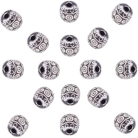 NBEADS 100 Pcs 6mm Barrel Tibetan Style Alloy Beads, Antique Silver Metal Spacer Beads Column Loose Connector Charm Beads for DIY Bracelet Necklace Jewelry Making