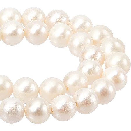 NBEADS About 31 Pcs Natural Freshwater Pearl Beads, 5.5~6mm Round White Cultured Freshwater Pearl Loose Spacer Beads for Necklace Bracelet Jewelry Making, Hole: 0.5 mm