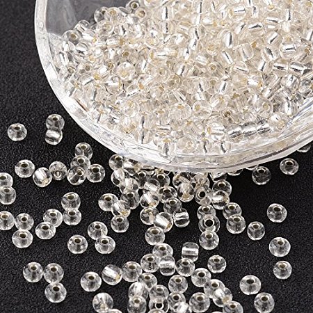 PandaHall Elite About 4500 Pcs 6/0 Glass Seed Beads Silver Lined White Round Pony Bead Mini Spacer Beads Diameter 4mm for Jewelry Making