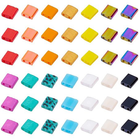 NBEADS 200 Pcs 5mm Tila Beads, 2-Hole Seed Beads Spacer, Japanese Glass Beads for Bracelet Necklace Earring Jewelry Making