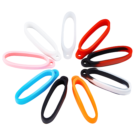 GORGECRAFT 18PCS 9 Colors Anti-Lost Silicone Rubber Rings Holder Multipurpose Adjustable Cases Necklace Lanyard Replacement Pendant Carrying Kit for Pens Diameter 40mm/1.57 inch