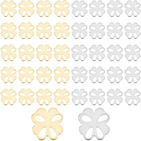 DICOSMETIC 40Pcs 2 Colors Stainless Steel Four Leaf Clover Pendant St Patrick's Day Pendant Irish Shamrock Shape Charms Good Luck Charm Fortune Charm for Jewelry Making Craft