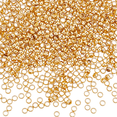DICOSMETIC 800Pcs Stainless Steel Tiny Crimp Beads Golden Round Open Knot Covers Bead Tips Knot Covers Bead for Jewelry Making Wedding Birthday Party Festival Favor，Hole：0.8mm