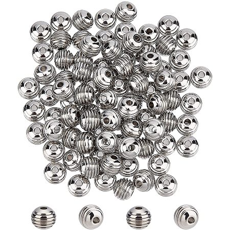 UNICRAFTALE About 100pcs Grooved Round Spacer Ball Beads Stainless Steel Beads Metal Loose Beads for Jewelry Making 2mm Hole Stainless Steel Color
