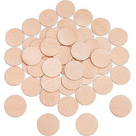 NBEADS 50 Pcs Unfinished Wooden Circles, 1.97×0.12