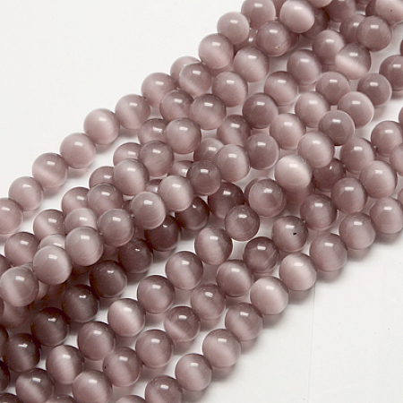 Honeyhandy Cat Eye Beads, Round, Rosy Brown, 6mm, Hole: 1mm, about 66pcs/strand, 14.5 inch/strand