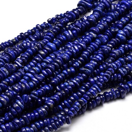 Honeyhandy Natural Lapis Lazuli Chip Beads Strands, 4~14x4~12mm, Hole: 1mm, about 15.3 inch~16.1 inch