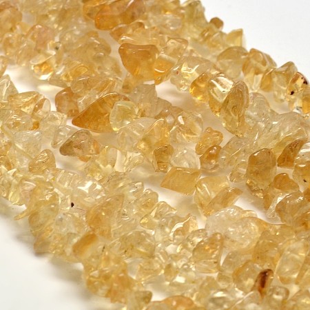 Honeyhandy Chip Natural Citrine Beads Strands, Dyed & Heated, 5~8x5~8mm, Hole: 1mm, 34 inch